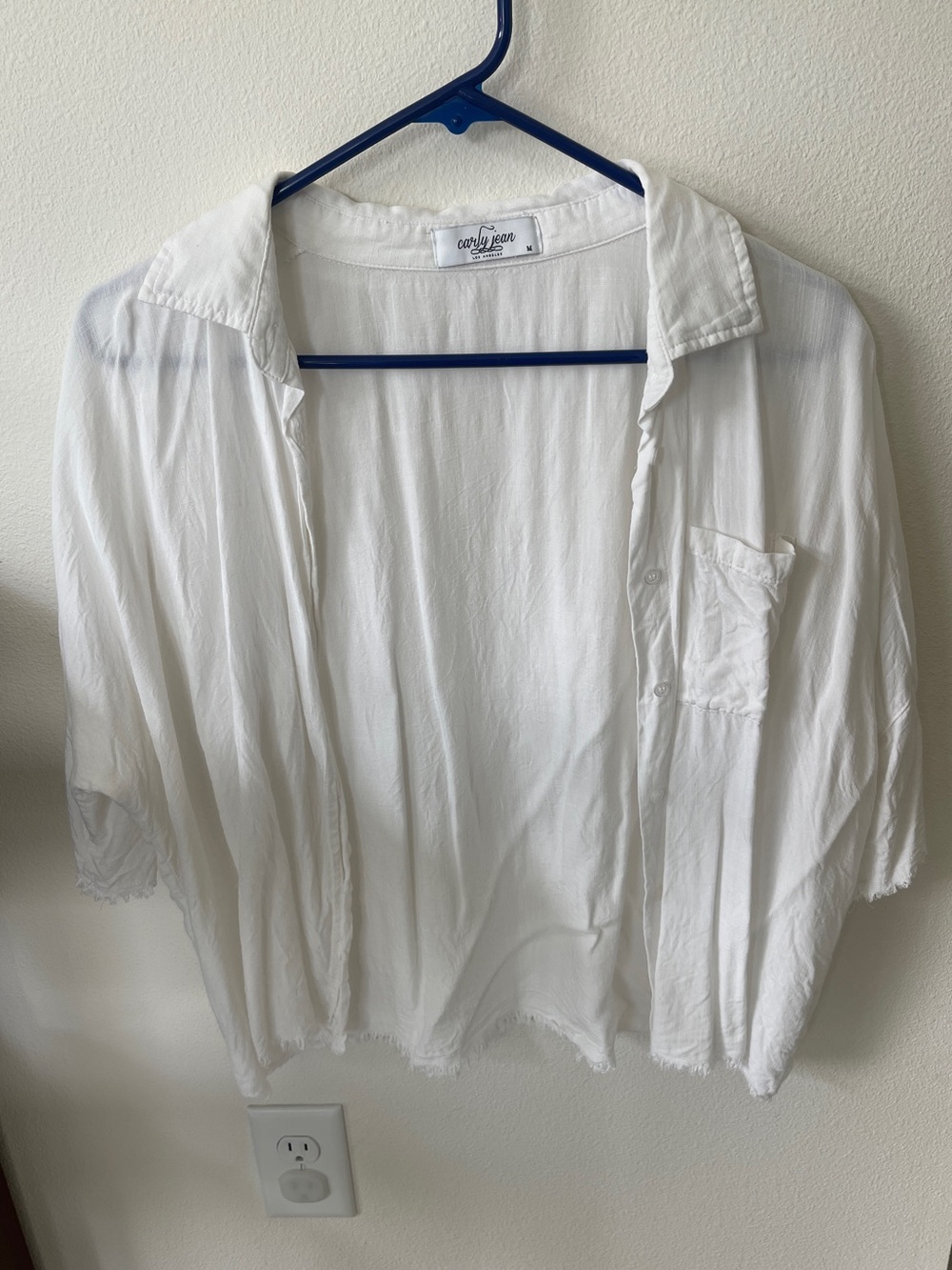 CJLA - Casual Lightweight White Button-Up Shirt